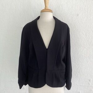International Concepts black stretch ruched sleeve peplum detail blazer XL
